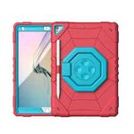 For iPad 10.2 2021 / 2020 / 2019 Spider Turntable Handle Stress Relief Tablet Case(Red Blue)