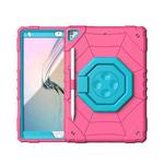 For iPad 10.2 2021 / 2020 / 2019 Spider Turntable Handle Stress Relief Tablet Case(Rose Red Blue)