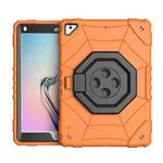 For iPad 9.7 2018 / Air / Air 2 Spider Turntable Handle Stress Relief Tablet Case(Orange Black)