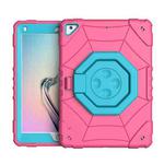 For iPad 9.7 2018 / Air / Air 2 Spider Turntable Handle Stress Relief Tablet Case(Rose Red Blue)
