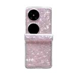 For Huawei P50 Pocket Three-piece Set Pearlescent Shell Texture Phone Case(Pink)
