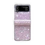 For Samsung Galaxy Z Flip4 5G Three-piece Set Pearlescent Shell Texture Phone Case(Pink)