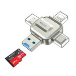 Yesido GS23 USB 3.0 to USB-C / Type-C + Micro USB + 8 Pin 4 in 1 OTG Adapter(Gold)