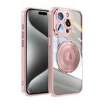 For iPhone 15 Pro Max 360 Holder Magsafe Acrylic Hybrid TPU Phone Case(Pink)