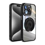 For iPhone 15 Pro 360 Holder Magsafe Acrylic Hybrid TPU Phone Case(Black)