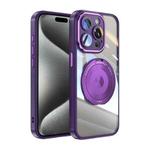 For iPhone 15 Pro 360 Holder Magsafe Acrylic Hybrid TPU Phone Case(Purple)