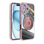 For iPhone 16 Plus 360 Holder Magsafe Acrylic Hybrid TPU Phone Case(Pink)