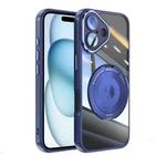 For iPhone 16 Plus 360 Holder Magsafe Acrylic Hybrid TPU Phone Case(Blue)