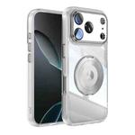 For iPhone 17 Pro Max 360 Holder Magsafe Acrylic Hybrid TPU Phone Case(Frosted White)