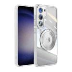 For Samsung Galaxy S23+ 5G 360 Holder Magsafe Acrylic Hybrid TPU Phone Case(Frosted White)