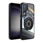 For Samsung Galaxy S24 5G 360 Holder Magsafe Acrylic Hybrid TPU Phone Case(Black)