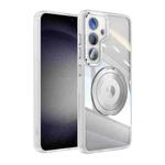 For Samsung Galaxy S24 5G 360 Holder Magsafe Acrylic Hybrid TPU Phone Case(Frosted White)