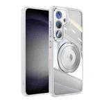 For Samsung Galaxy S25+ 5G 360 Holder MagSafe Acrylic Hybrid TPU Phone Case(Frosted White)