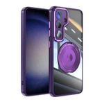 For Samsung Galaxy S24 FE 5G 360 Holder MagSafe Acrylic Hybrid TPU Phone Case(Purple)