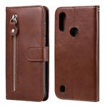 For Motorola Moto E6s (2020) Fashion Calf Texture Zipper Horizontal Flip Leather Case with Holder & Card Slots & Wallet Function(Brown)