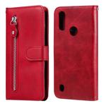 For Motorola Moto E6s (2020) Fashion Calf Texture Zipper Horizontal Flip Leather Case with Holder & Card Slots & Wallet Function(Red)