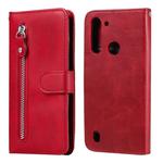 For Motorola Moto G8 Power Lite Fashion Calf Texture Zipper Horizontal Flip Leather Case with Holder & Card Slots & Wallet Function(Red)