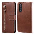 For OPPO Reno3 Pro / Find X2 Neo Fashion Calf Texture Zipper Horizontal Flip Leather Case with Holder & Card Slots & Wallet Function(Brown)