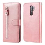 For Xiaomi Redmi 9 Fashion Calf Texture Zipper Horizontal Flip Leather Case with Holder & Card Slots & Wallet Function(Rose Gold)