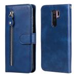 For Xiaomi Redmi 9 Fashion Calf Texture Zipper Horizontal Flip Leather Case with Holder & Card Slots & Wallet Function(Blue)