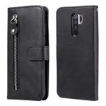 For Xiaomi Redmi 9 Fashion Calf Texture Zipper Horizontal Flip Leather Case with Holder & Card Slots & Wallet Function(Black)