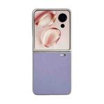 For Honor Magic V Flip Pearlescent Paint Morandi Solid Color Leather Texture Phone Case(Purple)