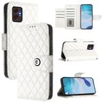 For Samsung Galaxy XCover7 Pro Rhombic Texture Flip Leather Phone Case with Lanyard(White)
