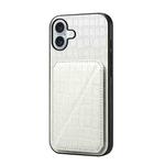 For iPhone 16 Imitation Crocodile Leather Back Phone Case with Holder(White)