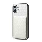 For iPhone 16 Plus Imitation Crocodile Leather Back Phone Case with Holder(White)