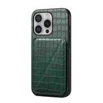 For iPhone 16 Pro Max Imitation Crocodile Leather Back Phone Case with Holder(Green)