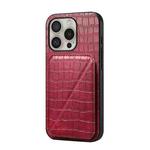 For iPhone 16 Pro Max Imitation Crocodile Leather Back Phone Case with Holder(Rose Red)