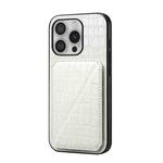 For iPhone 16 Pro Max Imitation Crocodile Leather Back Phone Case with Holder(White)