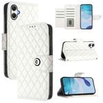 For Samsung Galaxy A07 4G Rhombic Texture Flip Leather Phone Case with Lanyard(White)