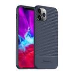 For iPhone 12 Pro Max iPAKY Carbon Fiber Texture Soft TPU Case(Blue)