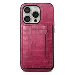 For iPhone 16 Pro Crocodile Texture Card Bag Design Full Coverage Phone Case(Red)