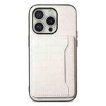 For iPhone 16 Pro Crocodile Texture Card Bag Design Full Coverage Phone Case(White)