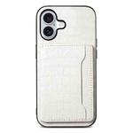 For iPhone 17 Crocodile Texture Card Bag Design Full Coverage Phone Case(White)