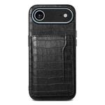 For iPhone 17 Air Crocodile Texture Card Bag Design Full Coverage Phone Case(Black)