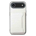 For iPhone 17 Air Crocodile Texture Card Bag Design Full Coverage Phone Case(White)
