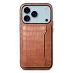 For iPhone 17 Pro Max Crocodile Texture Card Bag Design Full Coverage Phone Case(Brown)