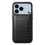 For iPhone 17 Pro Max Crocodile Texture Card Bag Design Full Coverage Phone Case(Black)