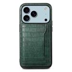 For iPhone 17 Pro Max Crocodile Texture Card Bag Design Full Coverage Phone Case(Green)