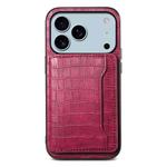 For iPhone 17 Pro Max Crocodile Texture Card Bag Design Full Coverage Phone Case(Red)