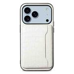 For iPhone 17 Pro Max Crocodile Texture Card Bag Design Full Coverage Phone Case(White)
