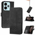 For Xiaomi Redmi 13 4G Cubic Skin Feel Flip Leather Phone Case(Black)