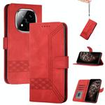 For Redmi Note 14 Pro+ 5G Cubic Skin Feel Flip Leather Phone Case(Red)