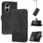 For Redmi Turbo 4 / Xiaomi Poco X7 Pro Cubic Skin Feel Flip Leather Phone Case(Black)
