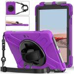 For Microsoft Surface Go 4 / 3 / 2 / 1 Shockproof Colorful Silicone + PC Protective Case with Holder & Shoulder Strap & Hand Strap & Pen Slot(Purple)