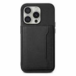 For iPhone 16 Pro Calf Texture Card Bag Design Full Coverage Phone Case(Black)