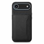 For iPhone 17 Air Calf Texture Card Bag Design Full Coverage Phone Case(Black)